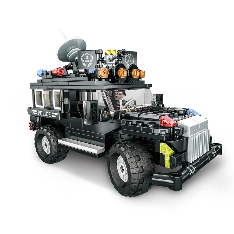 

City Police Armored Vehicle Model: Compatible Lego Small Particle Building Blocks - Educational Toy for Kids Chinese Color Box
