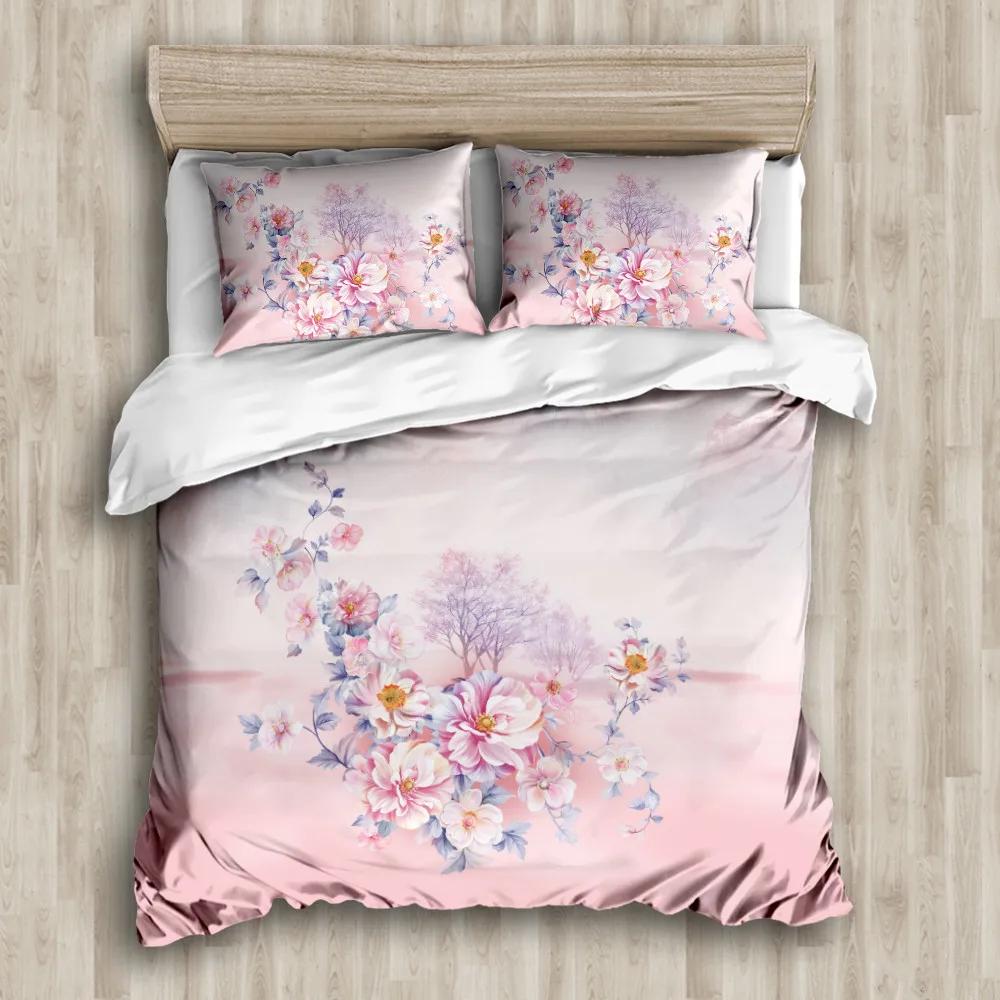 Flower Duvet Cover Botanical Leaves Reversible Floral Colorful Bedding Set Natural Plant Double Queen King Polyester Qulit Cover