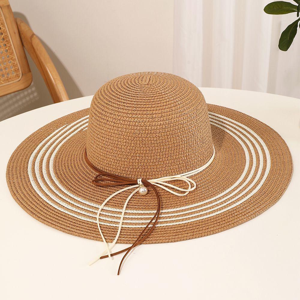 New Summer Seaside Beach Trip Photo Sunscreen UV Visor Foldable Sun Hat Big Brim Straw Hat
