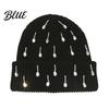 Holiday Gift for Women Waterdrop Rhinestone Knit Hat, Bling Stretchy Winter Cuffed Knitted Stylish Hat Skull Cap Men Cold Weather Daily Wear
