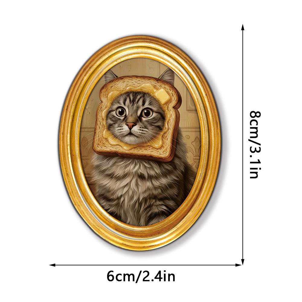 3D Wooden Bread Cat Refrigerator Magnet & Photo Frame in Retro Style модель 461