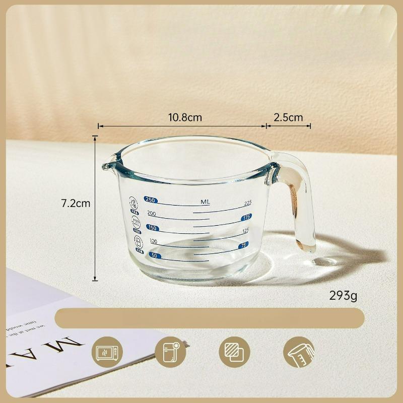 Baking Glass Measuring Cup with Scale, Food Grade High Temperature Resistant Egg Beating Cup for Kitchen