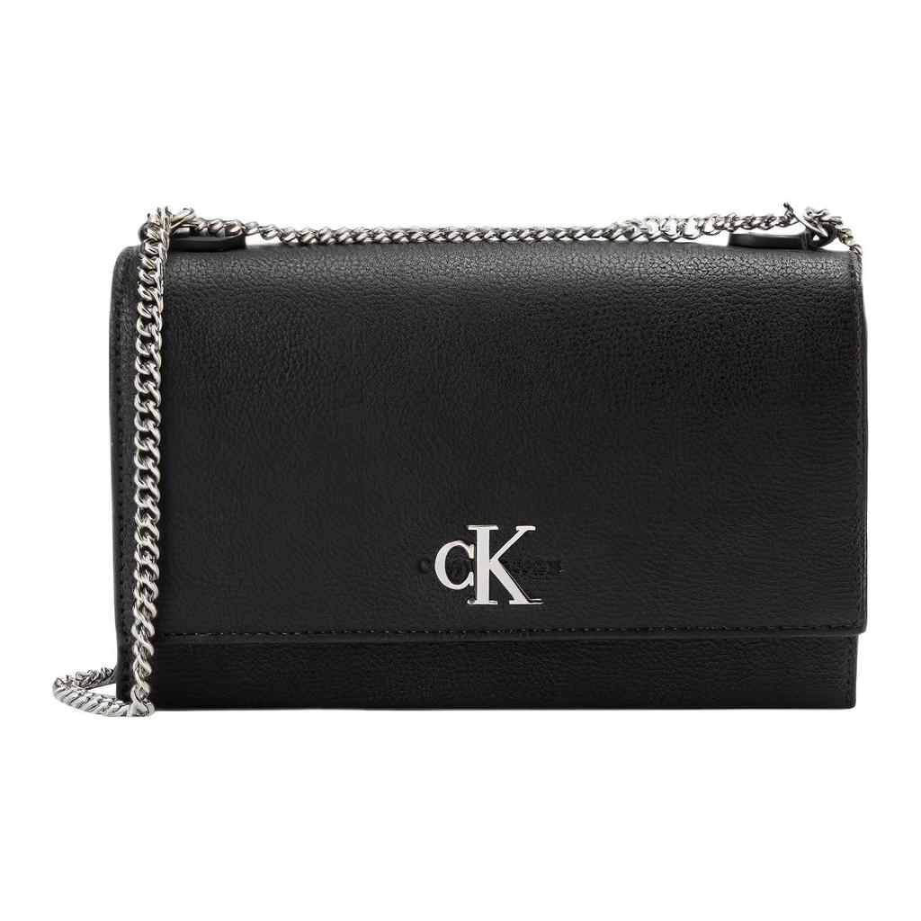 Calvin Klein Borsa a Spalla/Crossbody da Pendolare con Patta a Catena e Logo a Lettere PU da Donna Nera DH2806-001