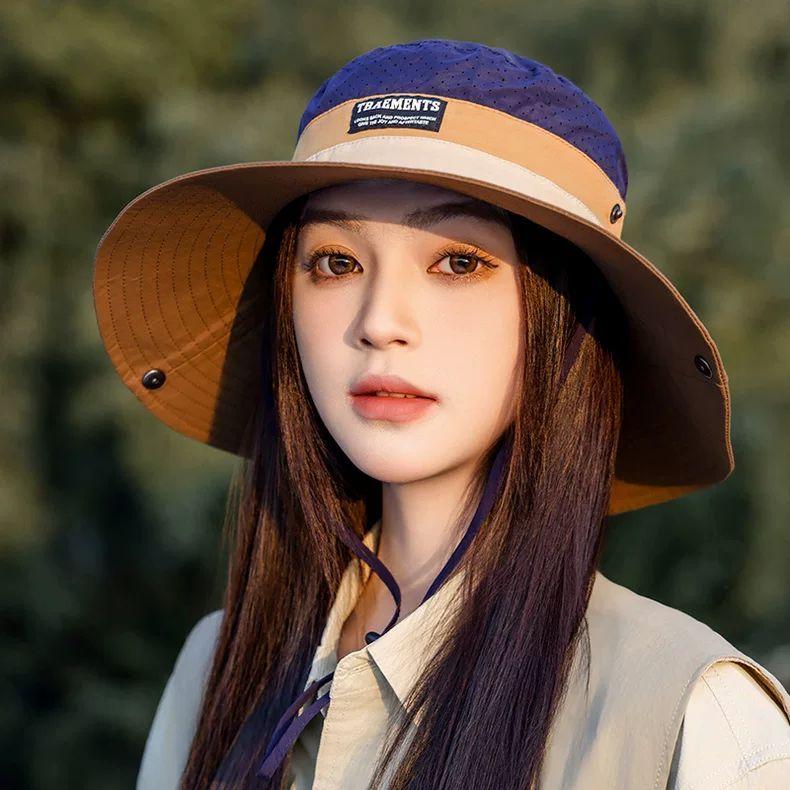 Breathable Sun Hat for Women - Foldable, Wide Brim with Ponytail Hole, UV Protection Fisherman Cap for Outdoor Activities