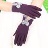 Warm gloves autumn and winter women's bow thickened fleece cold-proof outdoor riding non-inverted fleece touch screen gloves