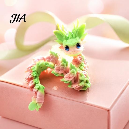 Kawaii Cherry Blossom Decor 3D Printed Articulated Dragon Fidget Toy, Cute Ornaments, Desk Toys for Anxiety Relief Stress Toy Adults, Fantasy