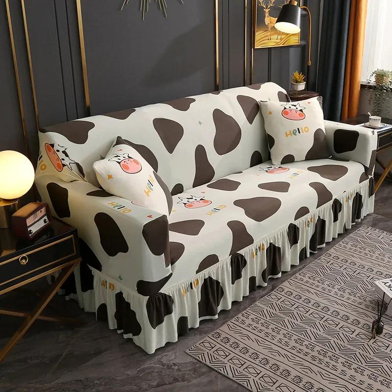 Capa de sofá elástica simples estilo saia inclusiva antiderrapante decoração de sala de estar capas de assento
