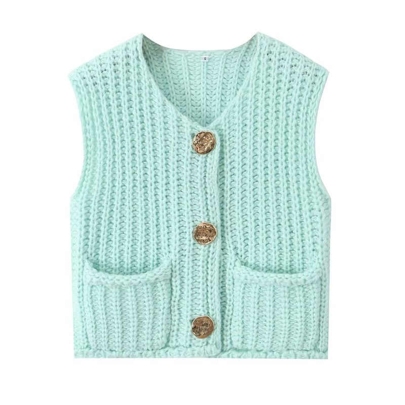 Kaslead New Arrival Women's Clothing Fashion Style Fashion Minimalist Sleeveless Short Knitted Vest