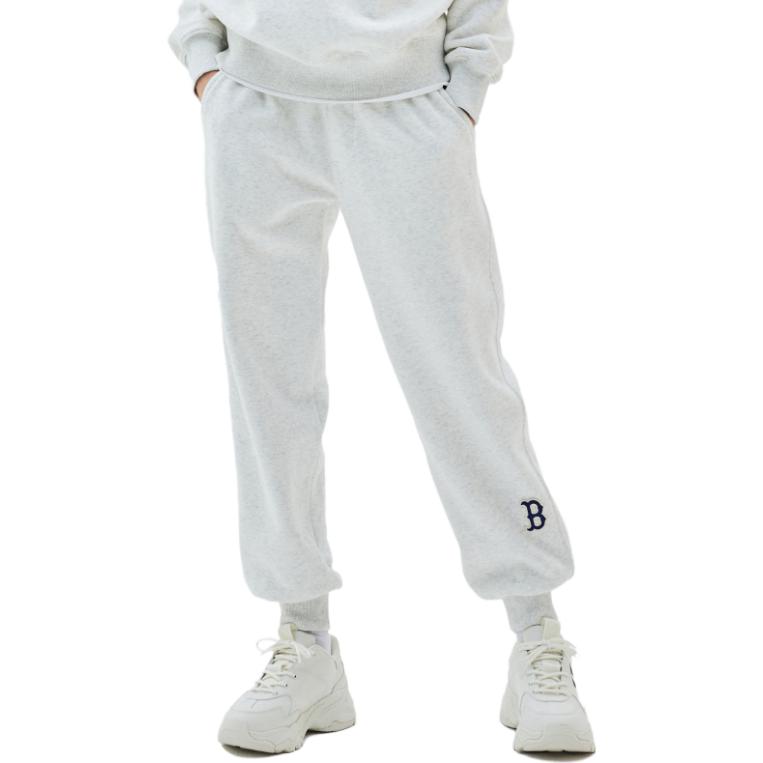 MLB Knitted Sweatpants Unisex Gray Moderate Cuffed Pants 3APTB0336-43MGL