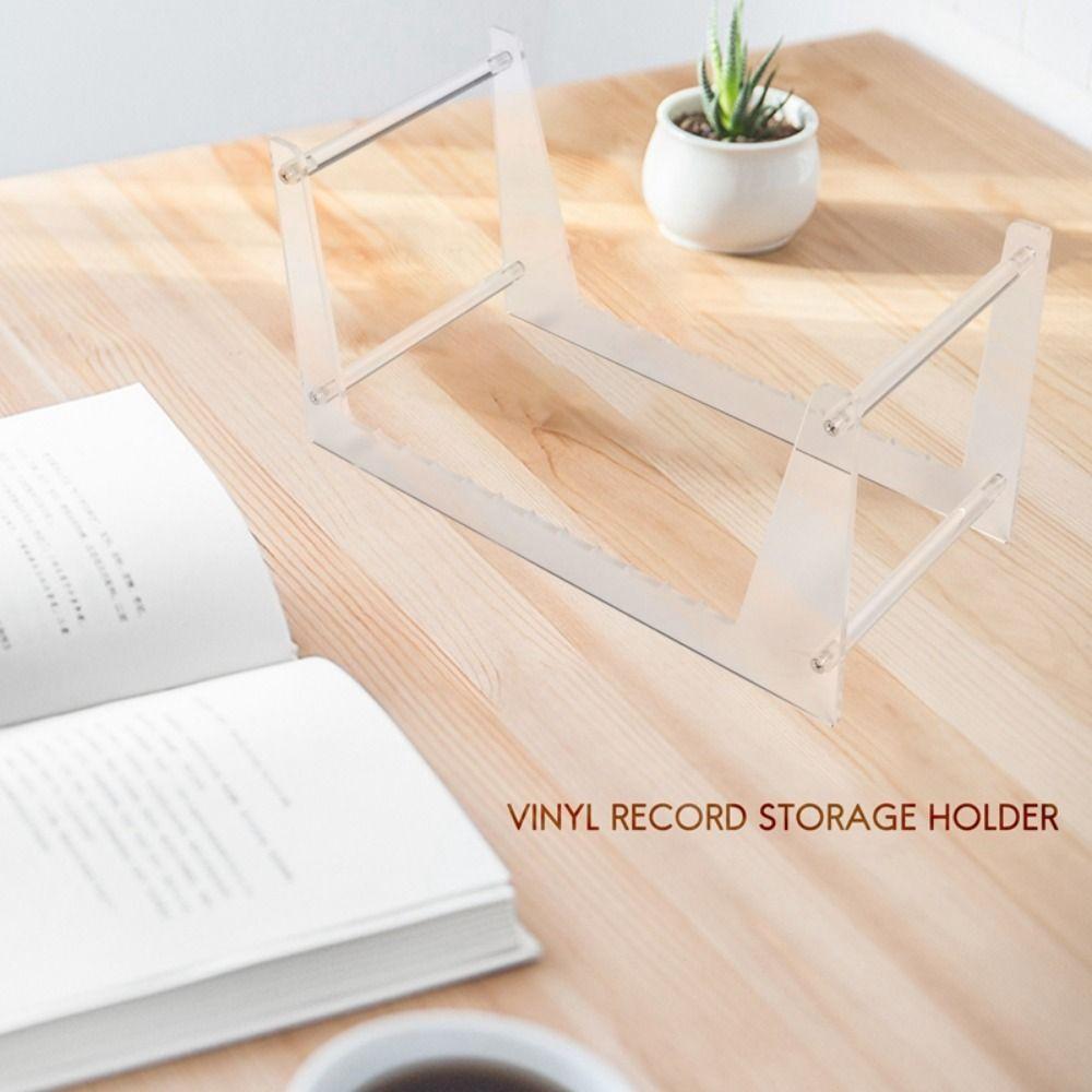 Clear Vinyl Record Stand Easy Assembly Acrylic CD Album Display Rack  Office