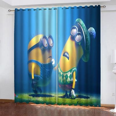 Anime M-Minions Curtain Cartoon Window Curtain 3D Print Blackout Curtains Living Room Bedroom Decor Kids Gift
