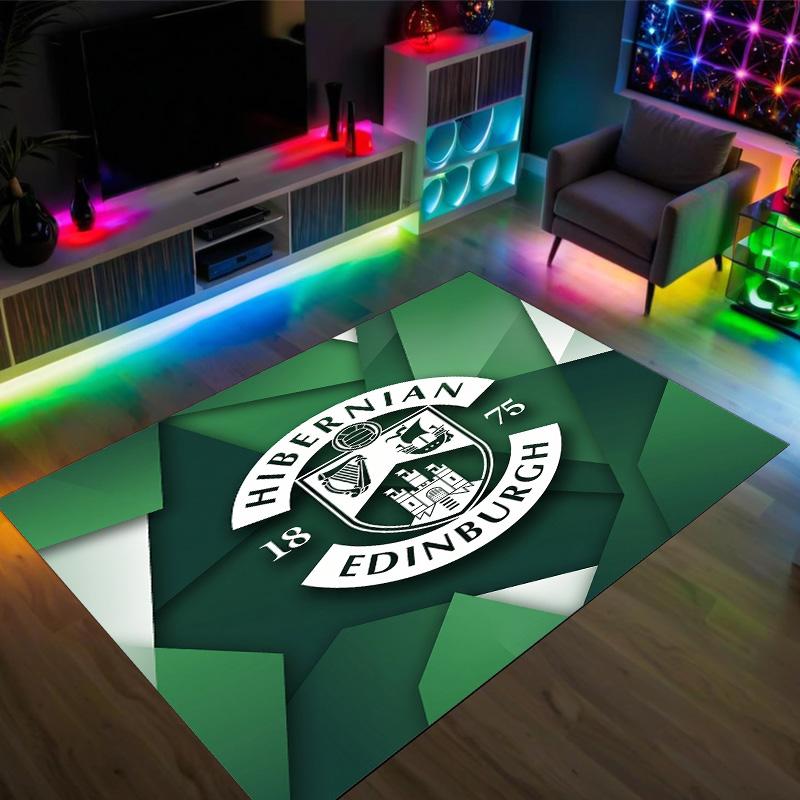 Hibernian FC Design Kristall Samt Teppich Gemütlich Nicht?Rutschfester Teppich mit Aufdruck für Schlafzimmer Wohnzimmer Eingang