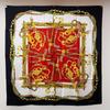 Used CELINE Large Silk Scarf Decorative Pattern Equestrian Hardware Belt Chain Gold Red VINTAGE Celine