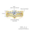 Set di Anelli da Donna Lusso Impostazione a Griffa Zirconia Cubica Rotonda Colore Oro Scintillante Set di 2 Anelli Gioielli Femminili Regali R782