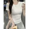Embroidered Short Sleeve T-shirt Women's Round Neck Base Top