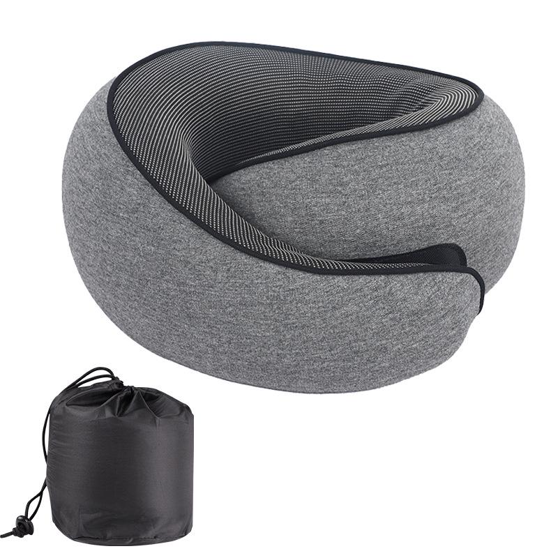 U-Shaped Memory Foam Travel Neck Pillow - No Head Tilt Support for Airplane and Office Use