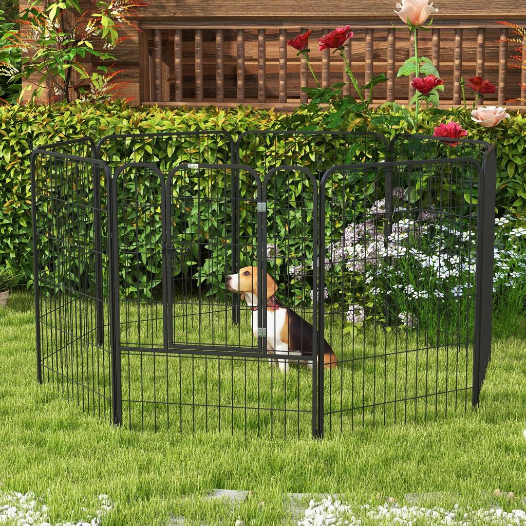 8 Panels Heavy Duty Puppy Playpen, for Large, Medium Dogs, Indoor and Outdoor Use - Black