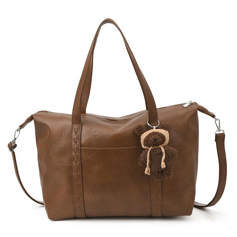 

Casual Lage Capacity Women Tote Bag Simple Commuting Designer Luxury Female Shoulder Bag High Quality PU Leather Handbag 44X15X26CM коричневый