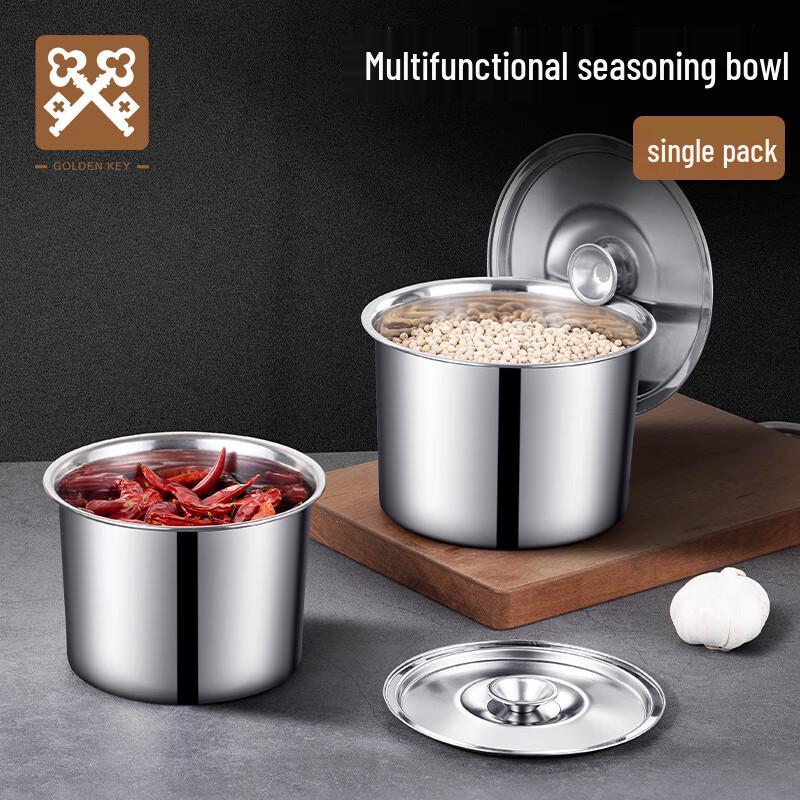 GOLDEN KEY Stainless Steel Round Storage Pot with Lid