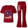 2pcs Kids Girls Lily Lovebraids Printed Casual Short Sleeves T-shirt Top Flared Trumpet Trousers Top Pants Sets