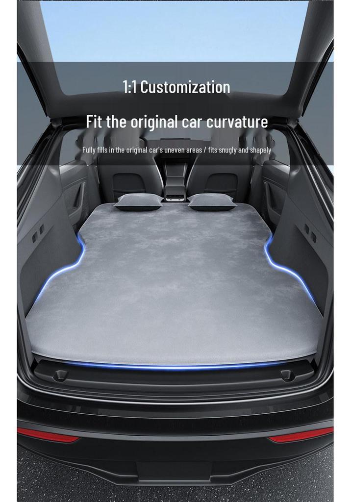 Blue Grid Rabbit Inflatable Car Mattress for Xiaomi YU7 Rear Seats