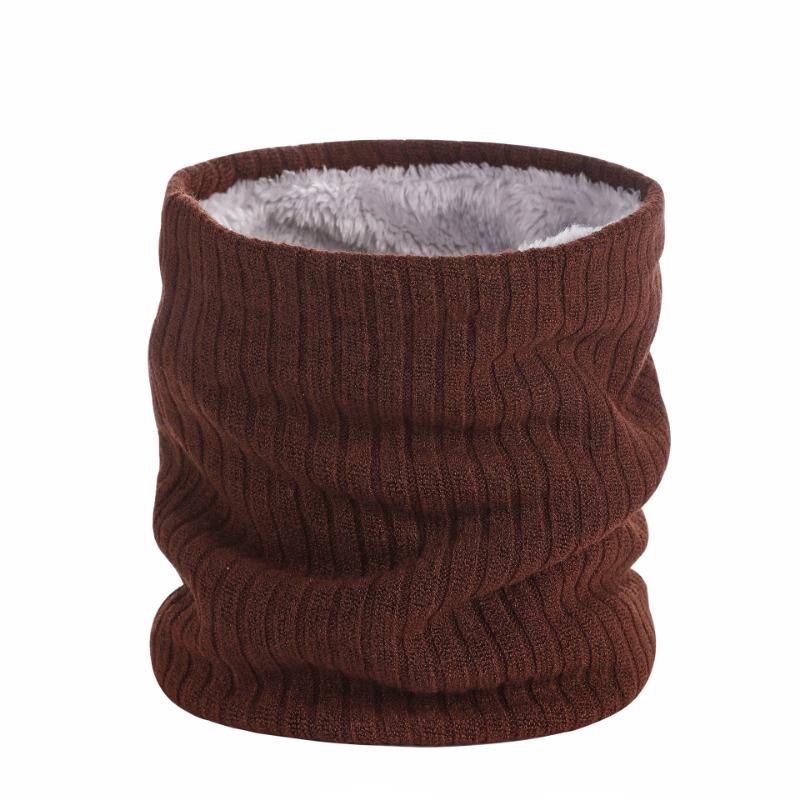 Double-layer Velvet Thickened Warm Neck Cover, Solid Color Wool Single-circle Knitted Scarf, Autumn and Winter Versatile Scarf for Men and Women
