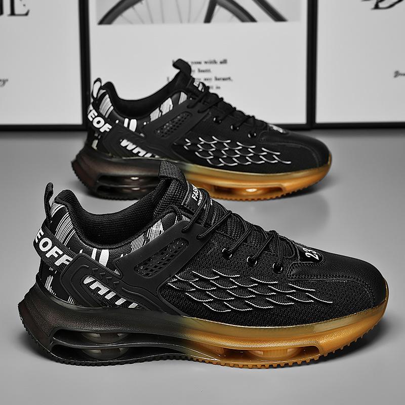 

Men s shoes summer new thick-soled mesh fly-woven breathable non-slip trend men s dad height-increasing sports running shoes 44 чёрный