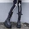 Europäische & Amerikanische Übergröße Dicksohlige Lange Stiefel - Damen Herbst & Winter Schnürstiefel mit runder Zehenkappe