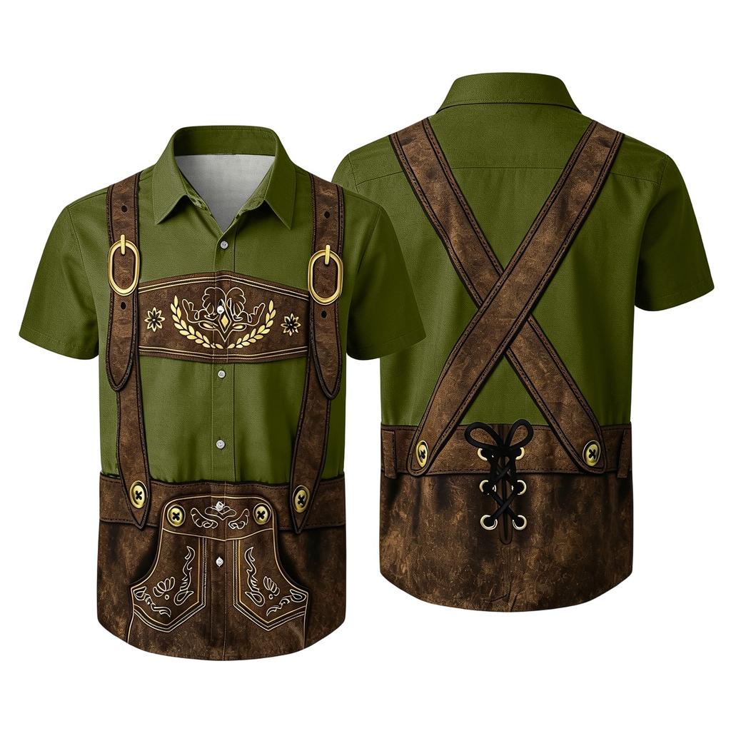 Men's Vintage Print Short Sleeve Cardigan Casual Loose Fit for Party Festival Daily Wear