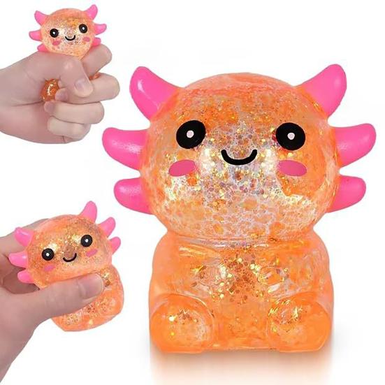 1/4Pcs Glitter Salamander Squeeze Toy Stress Relief Cartoon Salamander Sensory Toy Decompression Clear