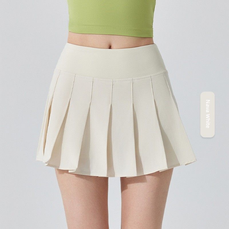 

Export New High Waist Slimming Pleated Skirt Running Sports Gym Skirt Tennis Badminton Erfu Short Skirt Nava White L