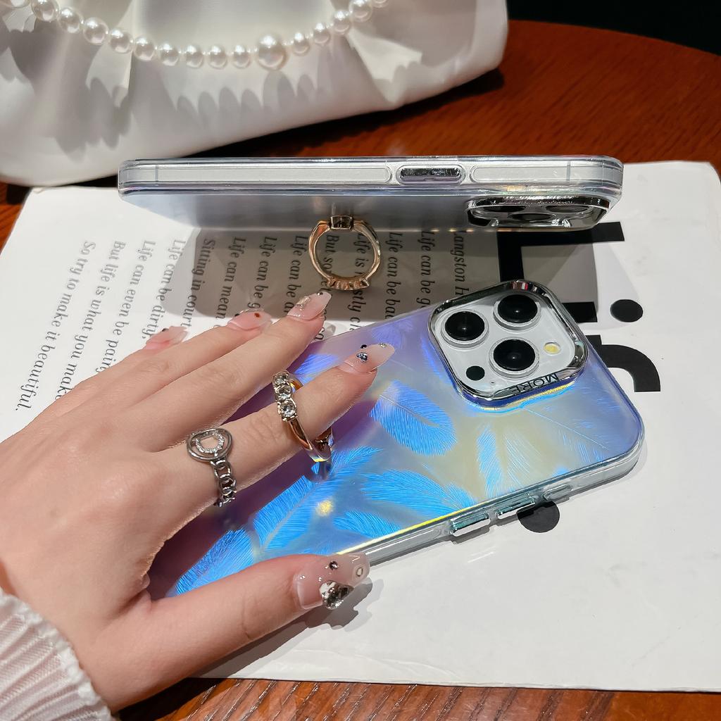 Dla iPhone 15 Pro IMD Elektroplaterowane Etui na Telefon Ring Kickstand Matowe PC+TPU Pokrowiec