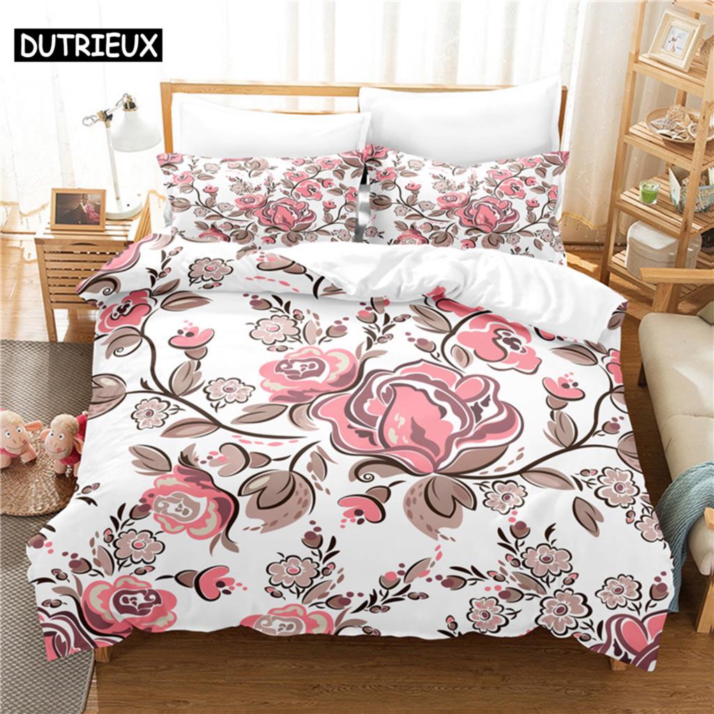 Beautiful Flowers Bedding Set Duvet Cover Set 3D Bedding Digital Printing Bed Linen Queen Size Bedding Set Fashion Design