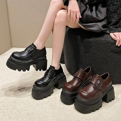 Coarse-leather Women's New Style Versatile Height-increasing Shoes