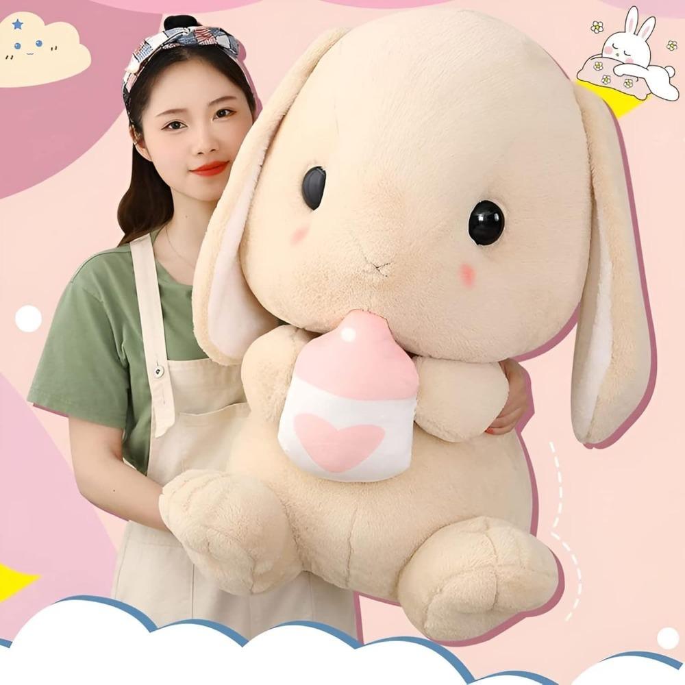 Easter White Rabbit stuffed rabbit animals with carrots, soft, cute and lifelike long-eared standing pink plush toys