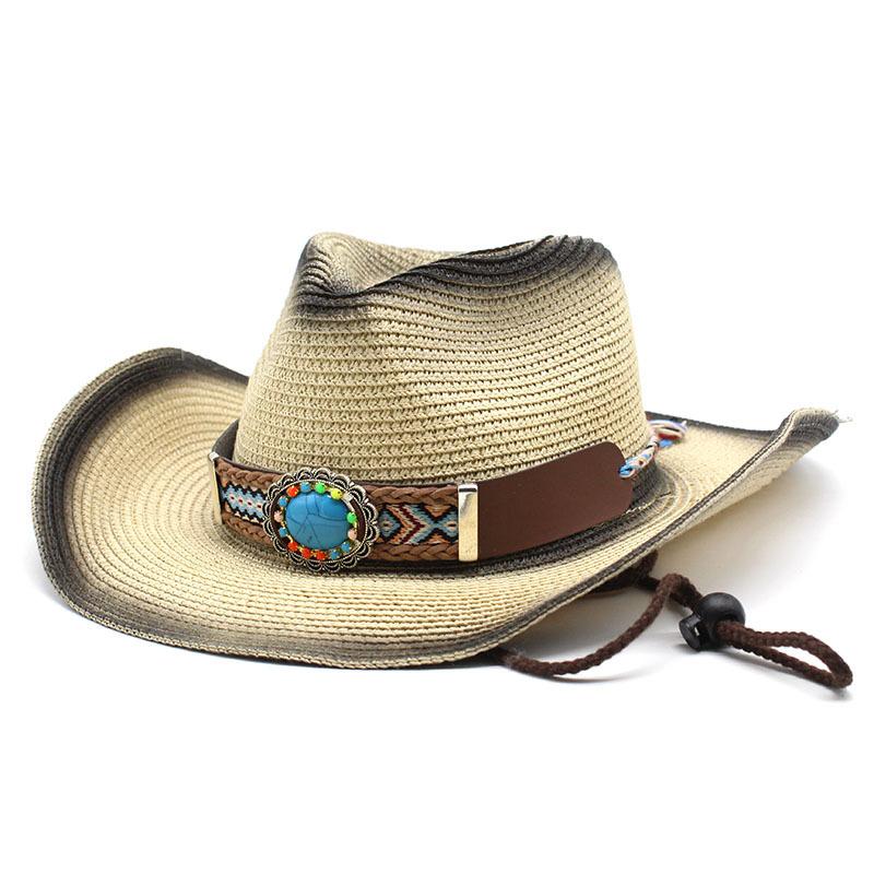 Männer und Frauen Sprühfarbe Denim Visor Sonnenhut Minderheitenstil Cowboy Strohhut Sommer Strandhut