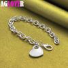 925 Sterling Silver Solid Heart Pendant Bracelet Jewelry