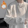 EYWY Men's Plus Size Thick White Hoodie with Velvet, Autumn/Winter Trendy American Style, Youth Round Neck Jacket