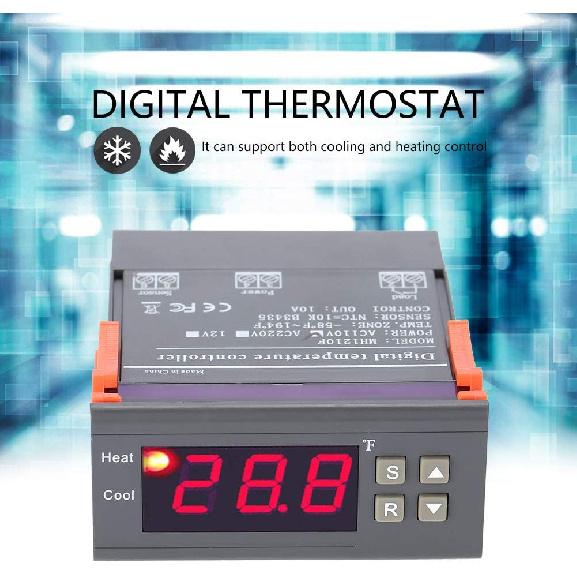 MH1210F Digital Temperature Controller Thermostat -58 To 194℉ Fahrenheit Sensor AC110V, Supports Cooling and Heating Control