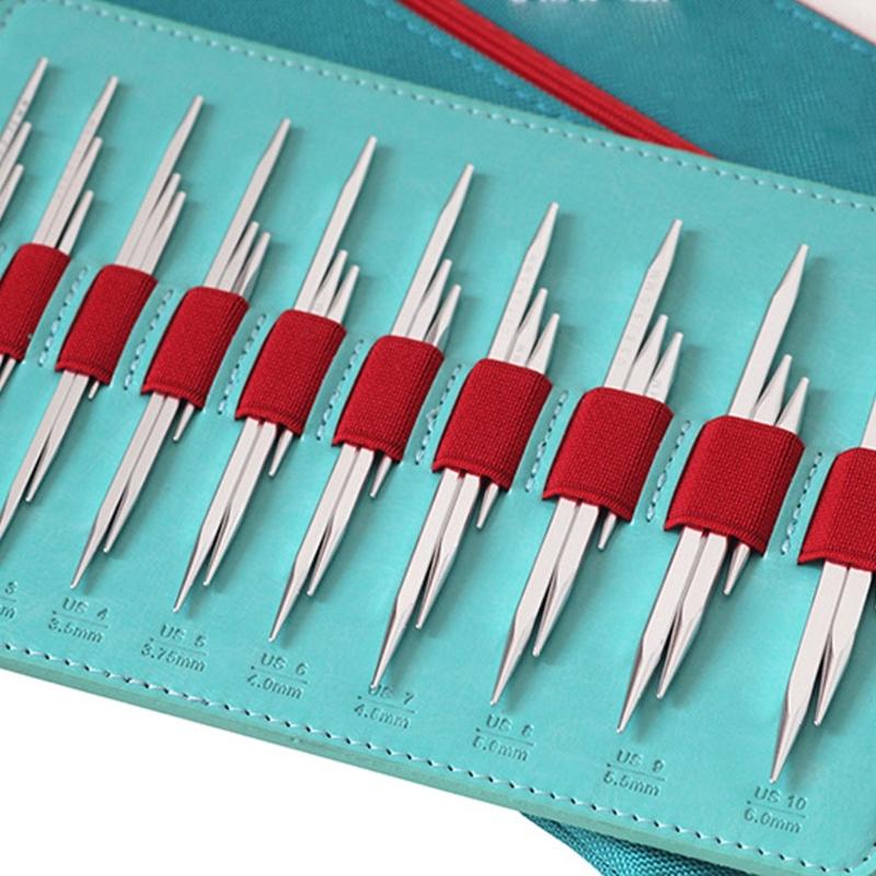 10Pairs Aluminum Knitting Needle 2.75-6.0mm Interchangeable Circular Knitting Needle Set with PU Binder for Crocheting