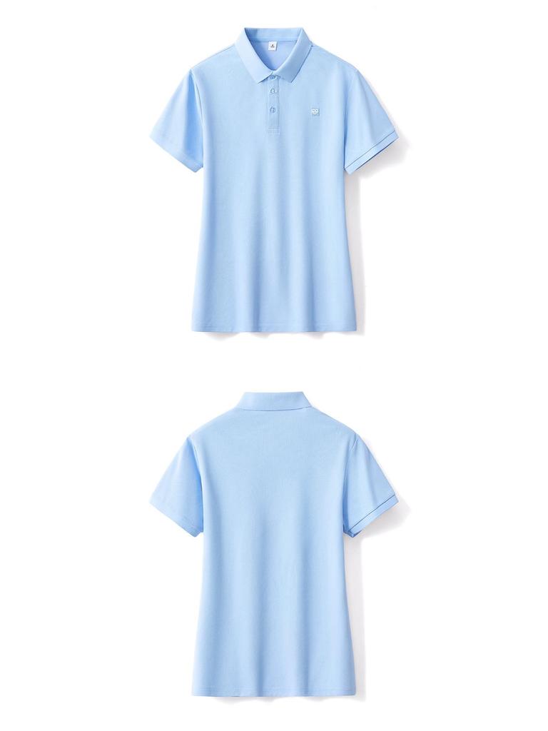 Korean Smiley Embroidered Heavy-Duty Cotton Lapel Polo Shirt for Women