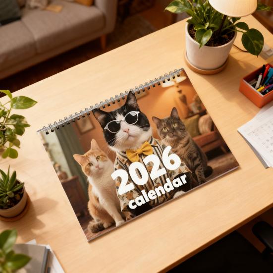 2026 Katzen Wandkalender JAN 2026 - DEZ 2026 Lustiger Monatsplaner mit Katzenkalender 12