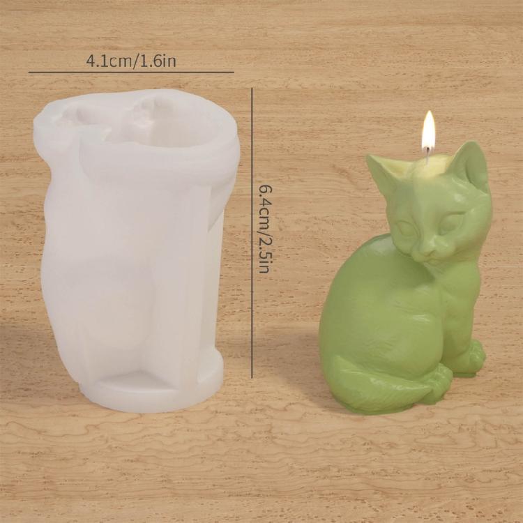 Ornaments Molds Cute Cat Shape Statue Molds Silicone Candle Mold for Crafting