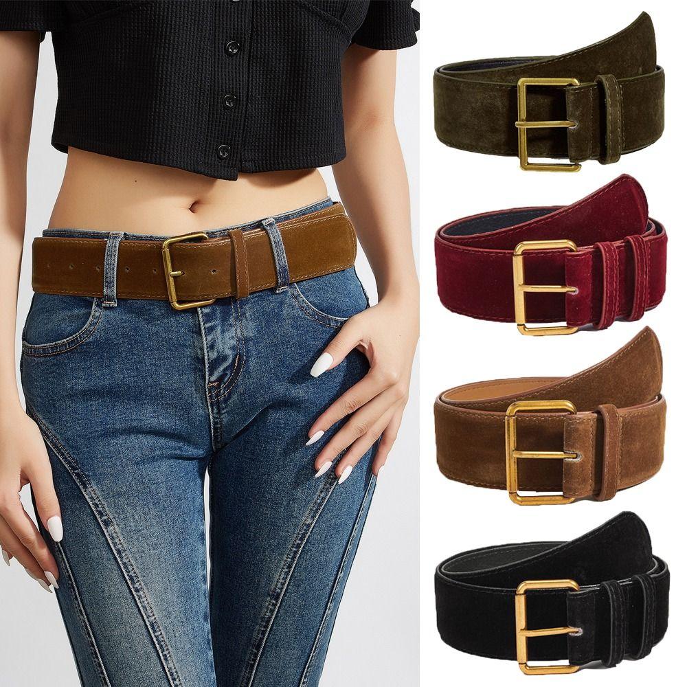 Trendy Suede Leather Wide Belt Casual Business Waist Strap Pin Buckle Waistband  Gifts