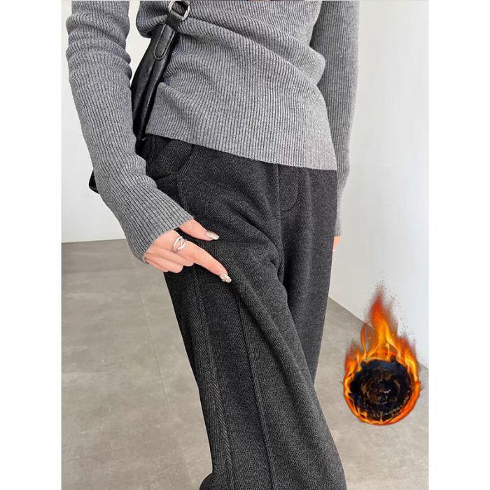 

Зимние новые бархатные утолщенные свободные прямые повседневные брюки, закрывающие бедра 4XL