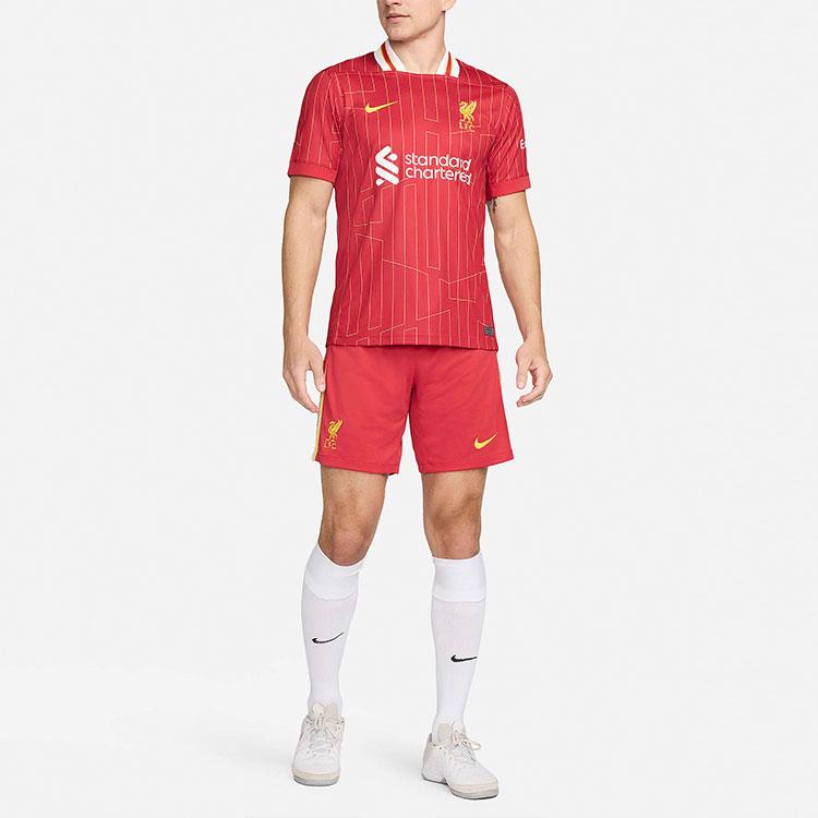 Nike Dri-Fit Striped Print Logo Comfort Moisture-Wicking Straight-Cut Short Sleeve T-Shirt Men Tops Red FN8798-688