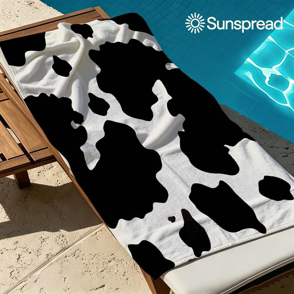 Schwarz-Weiß-Kuhmuster Schnelltrocknendes Badetuch Mikrofaser Strandtuch Leichtgewicht Schwimmen Camping Yoga Strand Out