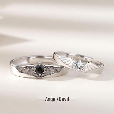 Angel and Demon Wing Couple Rings: Trendy Open Rings for Men and Women
