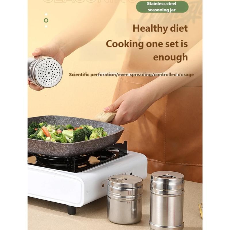 3Pieces Nonrust Steel Spices Storage Bottles Keep Spices Freshness Different Size Fashion Look Simple Maintenance for Home