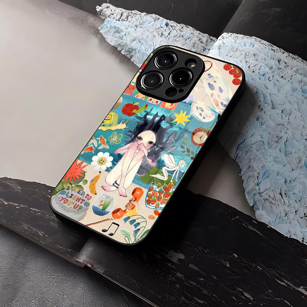 Aya Takano Paintings Phone Case Tempered Glass For IPhone 16 17 13 14 12 15 11 Pro Max Plus Mini X XR SE2020 Coque